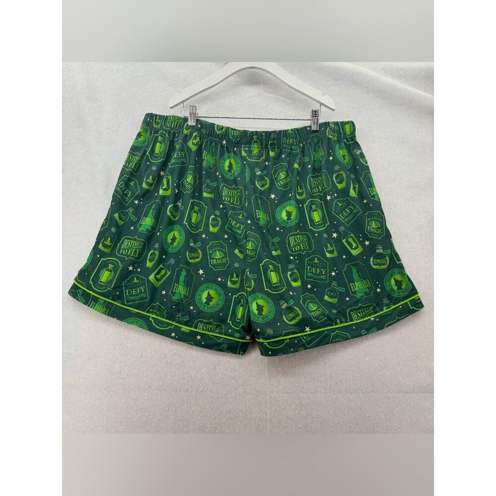 NWT Women’s Wicked 2 piece Pajama Set Button Up Shirt and Shorts Green size XXL - Picture 10 of 12
